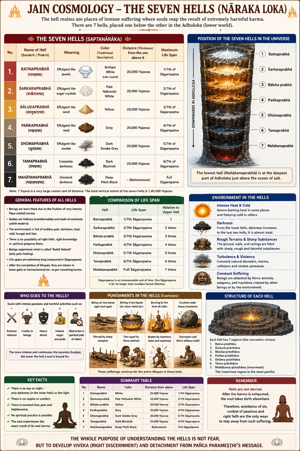 The seven hells — Nāraka Loka